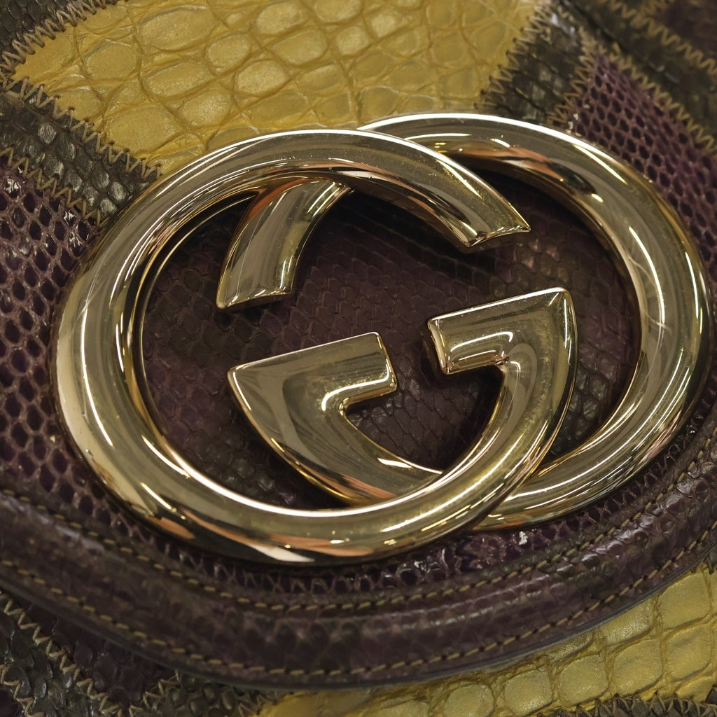 GUCCI(グッチ) インターロッキングG ショルダーバッグ パープル パイソン 167732 ゴールド金具 レディース