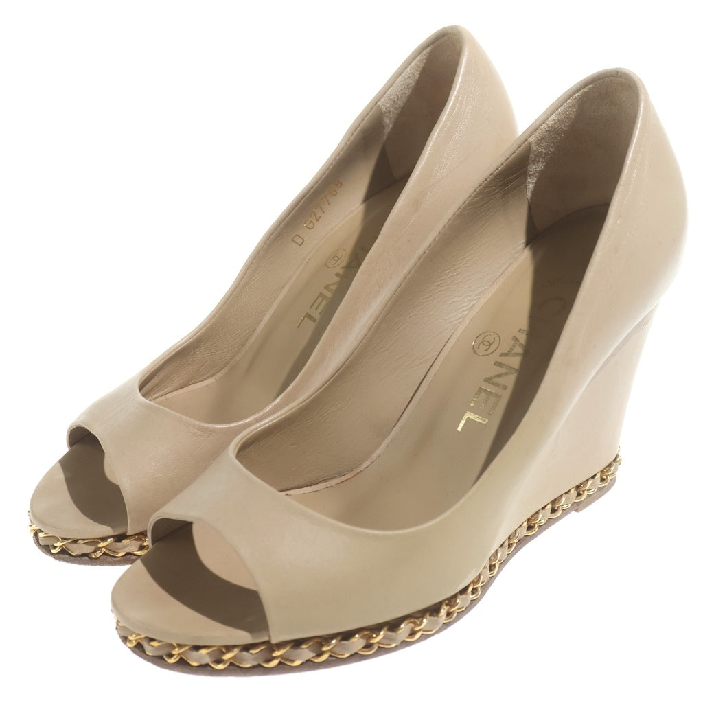 CHANEL(シャネル) チェーン レザーパンプス ベージュ #36 1/2 レディース