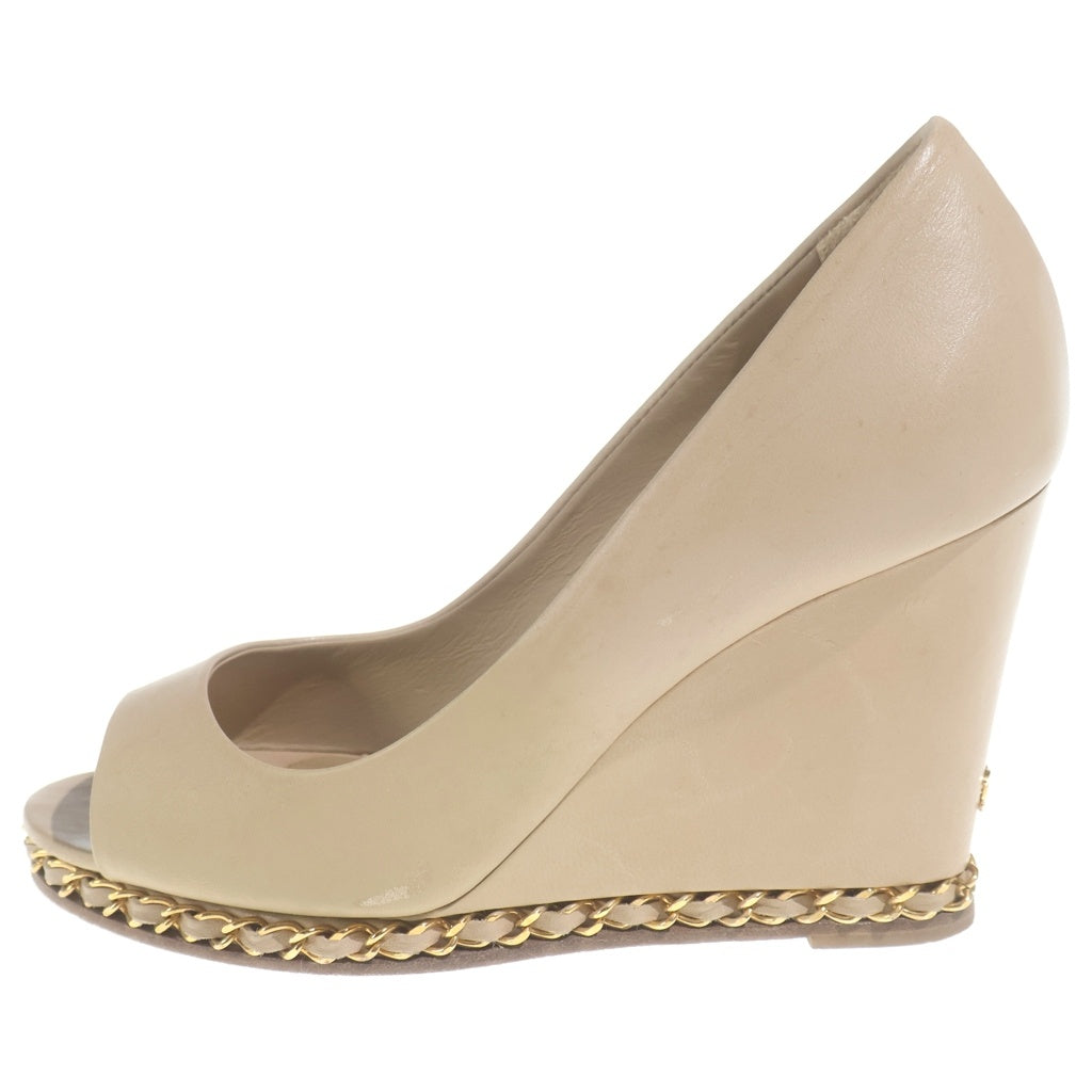 CHANEL(シャネル) チェーン レザーパンプス ベージュ #36 1/2 レディース