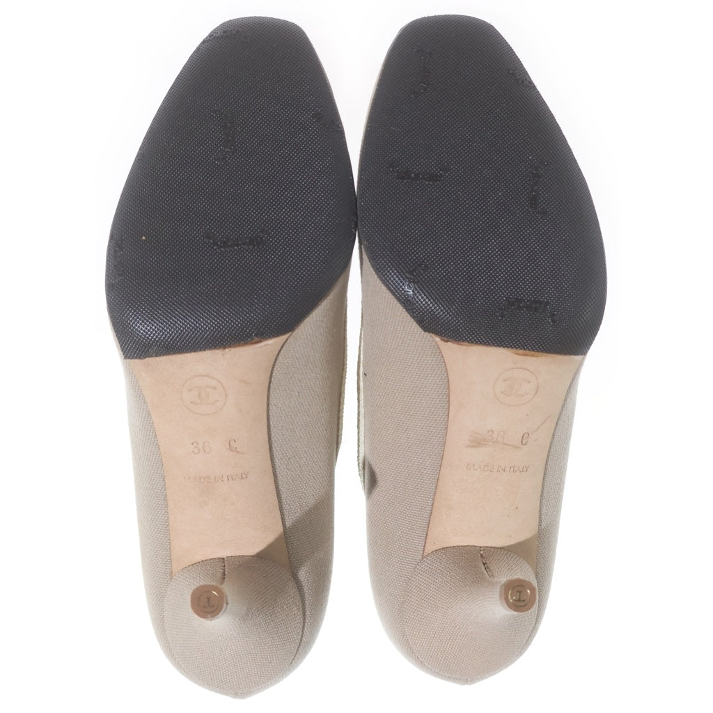 CHANEL(シャネル) カメリア ヒールパンプス ベージュ キャンバス #36 レディース
