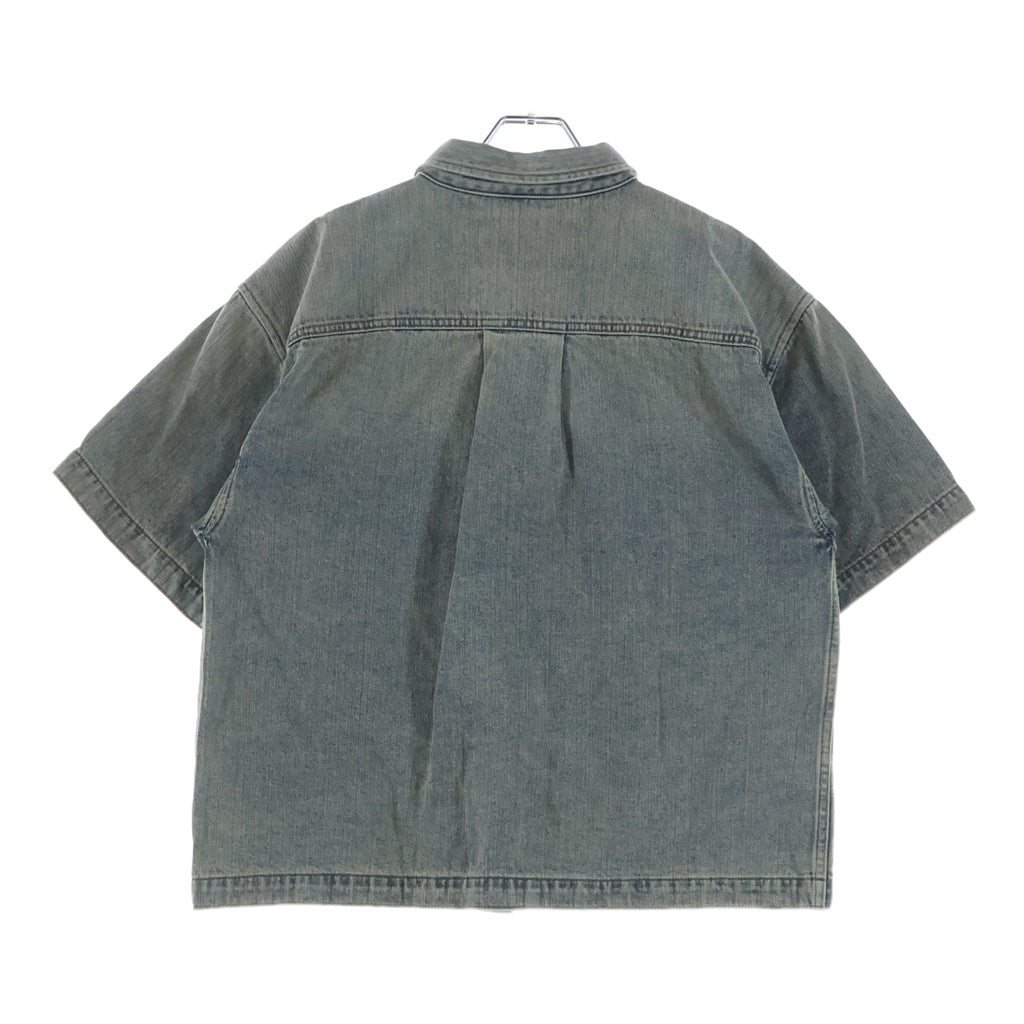 entire studios(エンタイア スタジオ) HEAVY DENIM SHIRT SURFACE WAVE ユーズド加工 ヘビー デニム 半袖 トラッカー シャツ ジャケット インディゴ ES2464SW