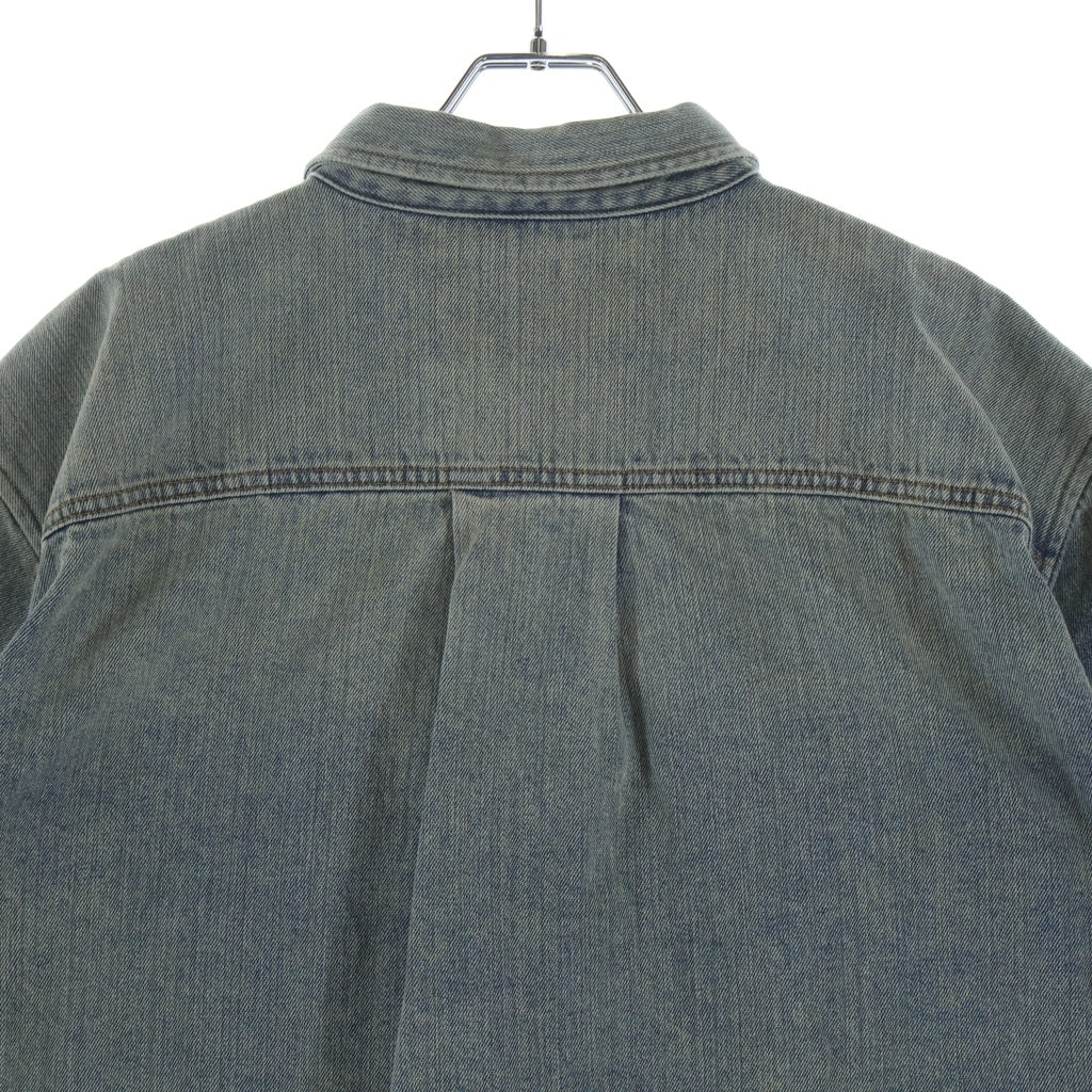 entire studios(エンタイア スタジオ) HEAVY DENIM SHIRT SURFACE WAVE ユーズド加工 ヘビー デニム 半袖 トラッカー シャツ ジャケット インディゴ ES2464SW