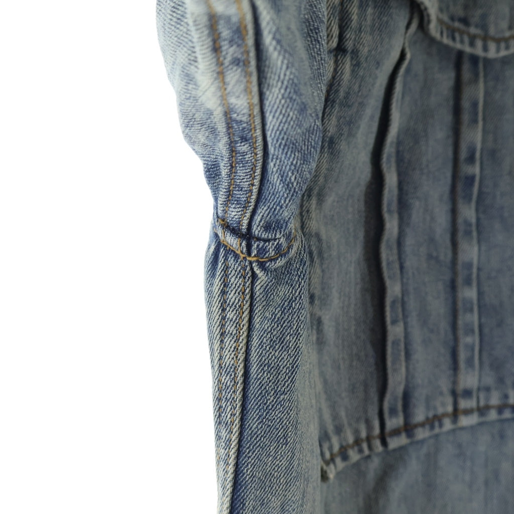 entire studios(エンタイア スタジオ) HEAVY DENIM SHIRT SURFACE WAVE ユーズド加工 ヘビー デニム 半袖 トラッカー シャツ ジャケット インディゴ ES2464SW