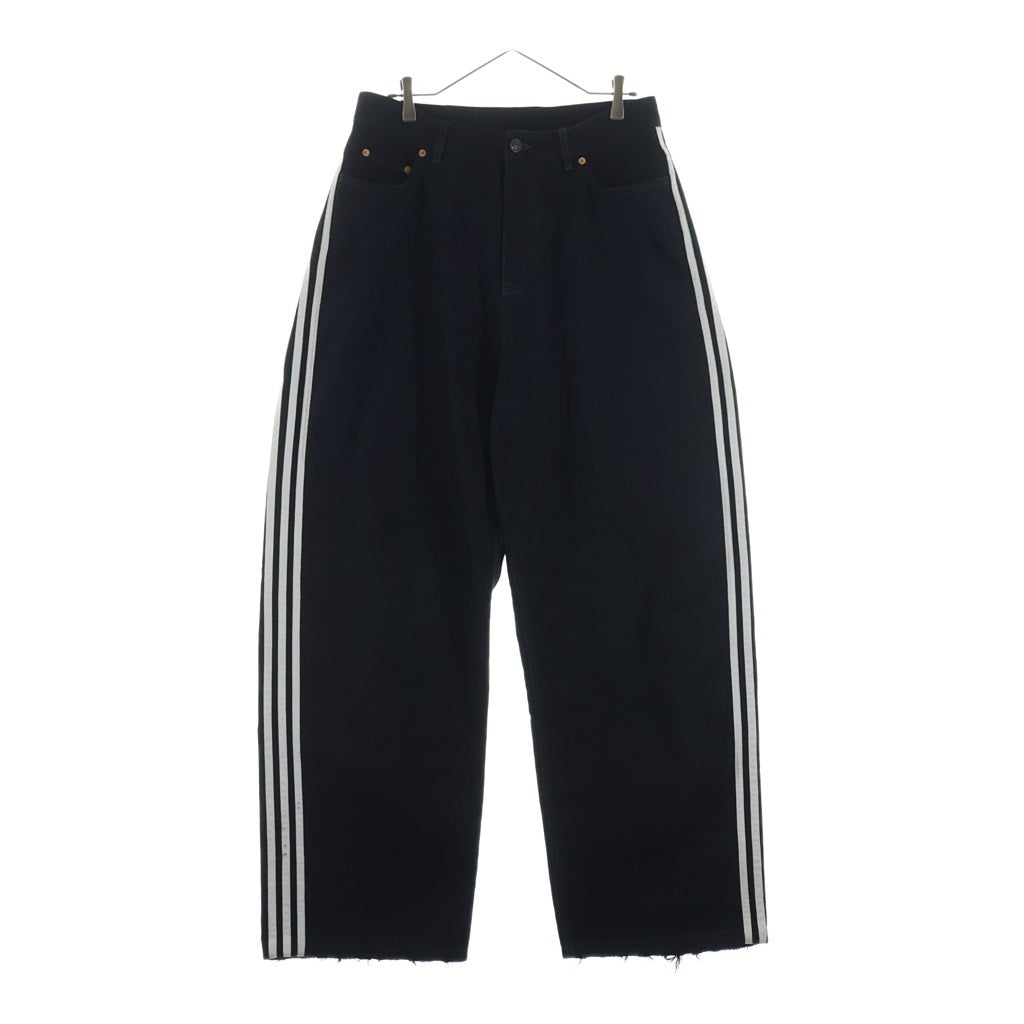 BALENCIAGA(バレンシアガ) 23SS×adidas LARGE BAGGY アディダス サイドライン バギー デニムパンツ ブラック 724778