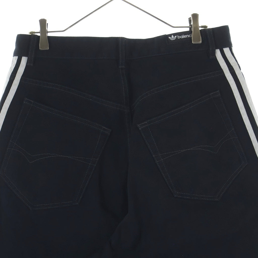 BALENCIAGA(バレンシアガ) 23SS×adidas LARGE BAGGY アディダス サイドライン バギー デニムパンツ ブラック 724778