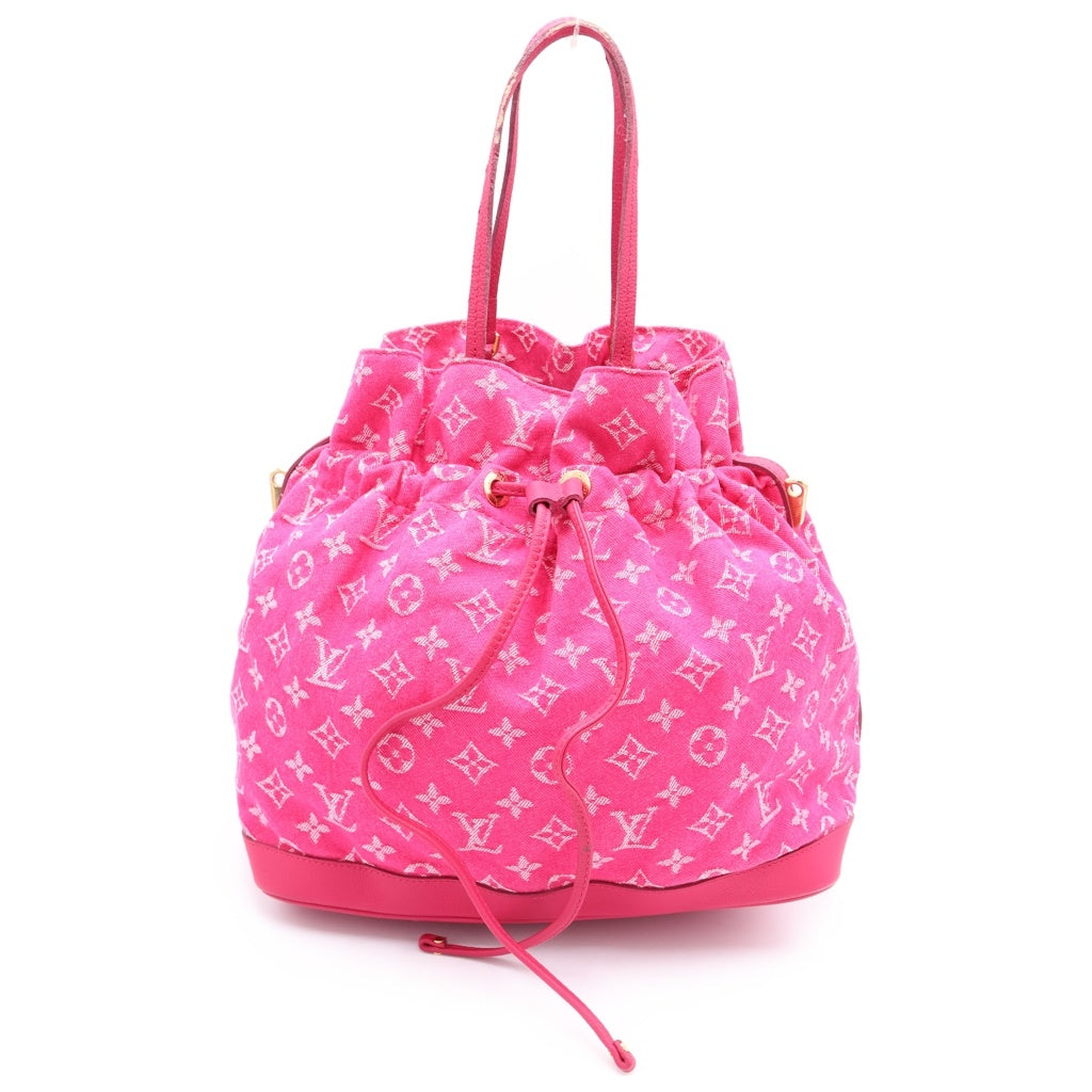 LOUIS VUITTON(ルイヴィトン) モノグラムデニム ノエフルMM 2WAYバッグ ハンドバッグ ショルダーバッグ ピンク レザー×デニム M40870 ゴールド金具 レディース