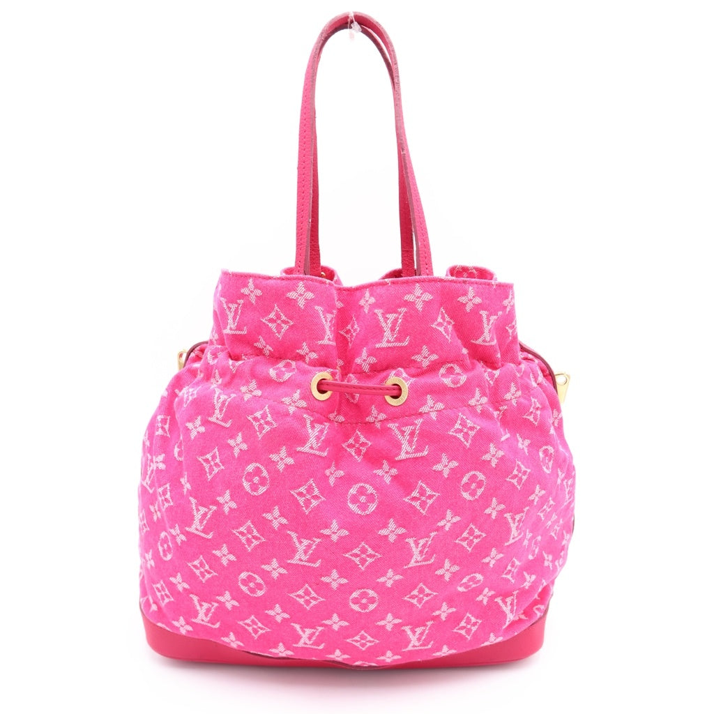 LOUIS VUITTON(ルイヴィトン) モノグラムデニム ノエフルMM 2WAYバッグ ハンドバッグ ショルダーバッグ ピンク レザー×デニム M40870 ゴールド金具 レディース