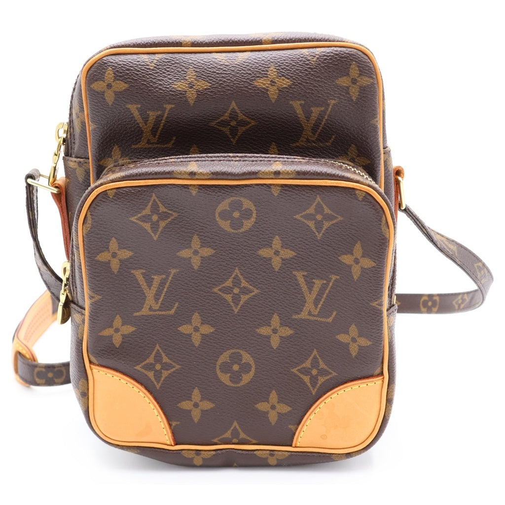 LOUIS VUITTON(ルイヴィトン) モノグラム アマゾン ショルダーバッグ ミニバッグ ブラウン レザー×PVC M45236 ゴールド金具 レディース