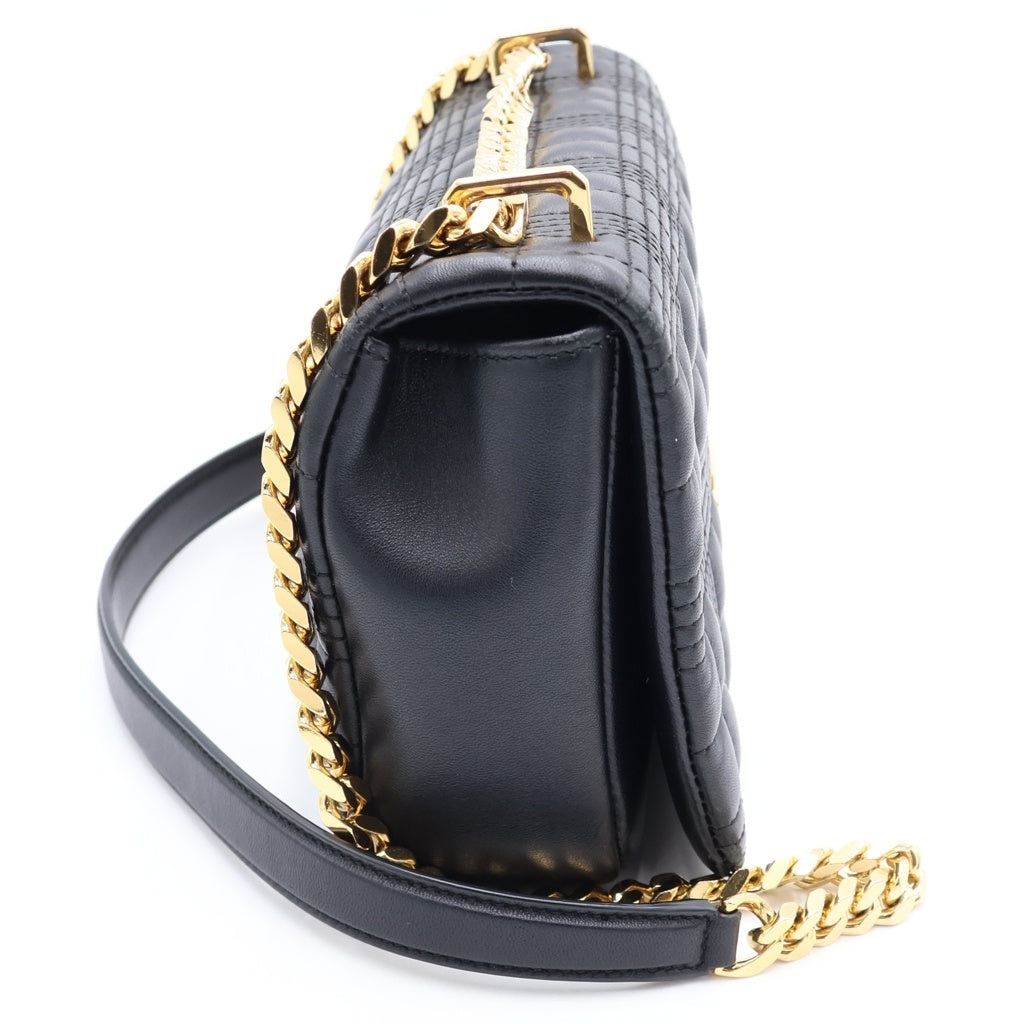 BURBERRY(バーバリー) TB ローラ チェーンショルダーバッグ ブラック レザー ゴールド金具 レディース