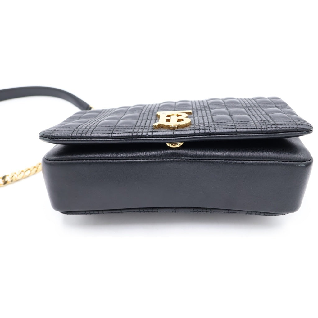 BURBERRY(バーバリー) TB ローラ チェーンショルダーバッグ ブラック レザー ゴールド金具 レディース