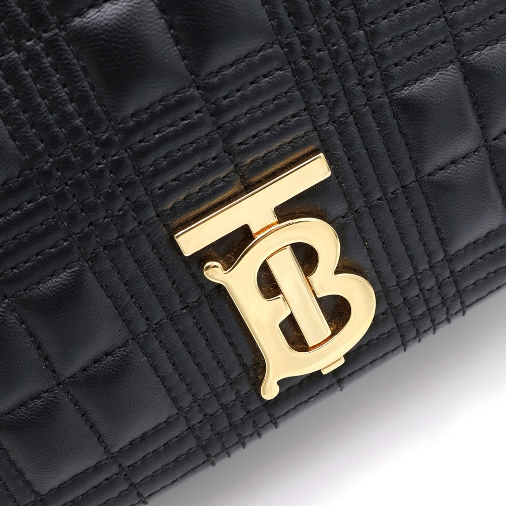 BURBERRY(バーバリー) TB ローラ チェーンショルダーバッグ ブラック レザー ゴールド金具 レディース