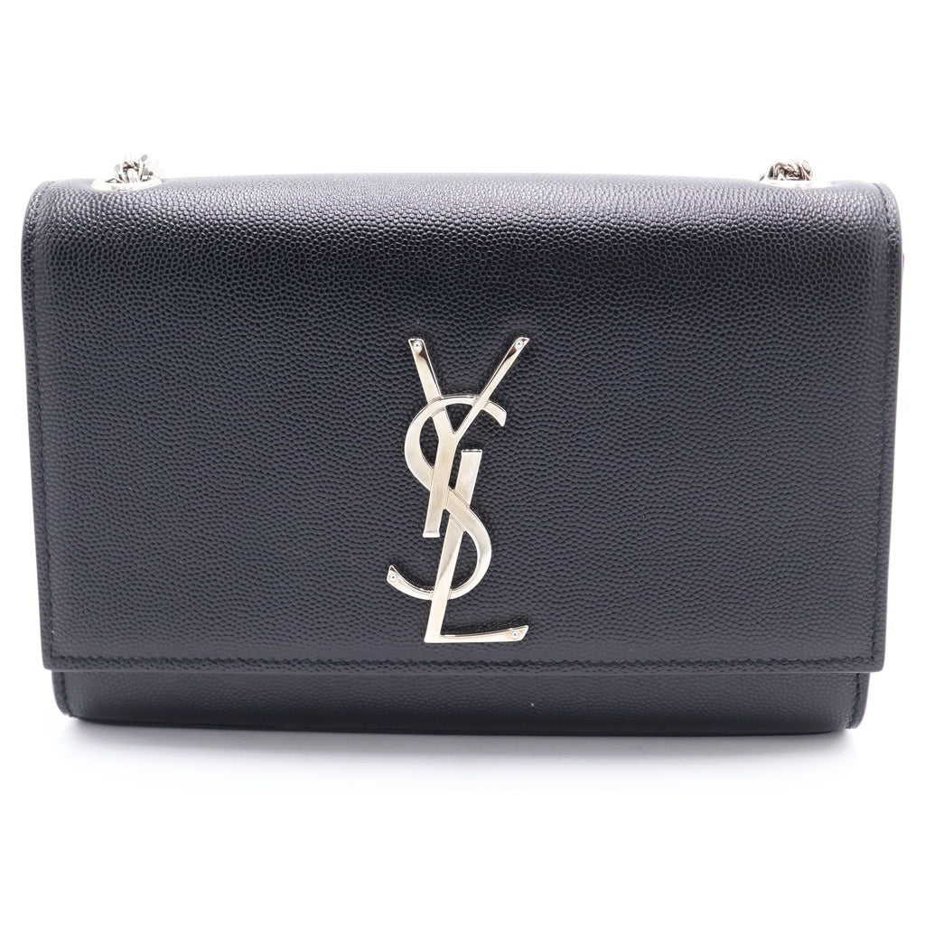 SAINT LAURENT PARIS(サンローランパリ) ケイト スモール レザー シルバー金具 チェーンショルダーバッグ ブラック レディース