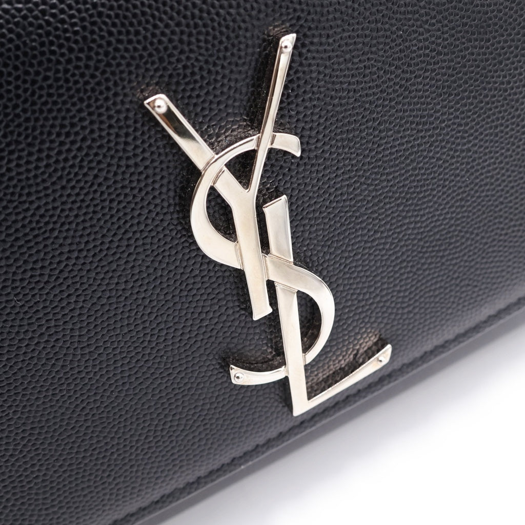 SAINT LAURENT PARIS(サンローランパリ) ケイト スモール レザー シルバー金具 チェーンショルダーバッグ ブラック レディース