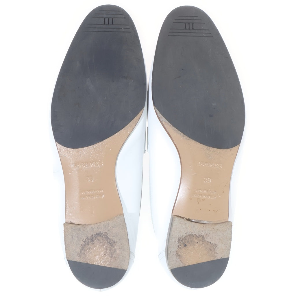 HERMES(エルメス) ロワイヤル レザー シルバー金具 モカシンシューズ ローファー フラットシューズ #39 ホワイト/ベージュ AF181070Z レディース