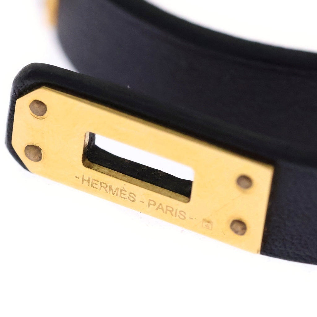 HERMES(エルメス) ミニケリー ドゥブルトゥール ブレスレット ブラック Y刻印 ゴールド金具 レディース