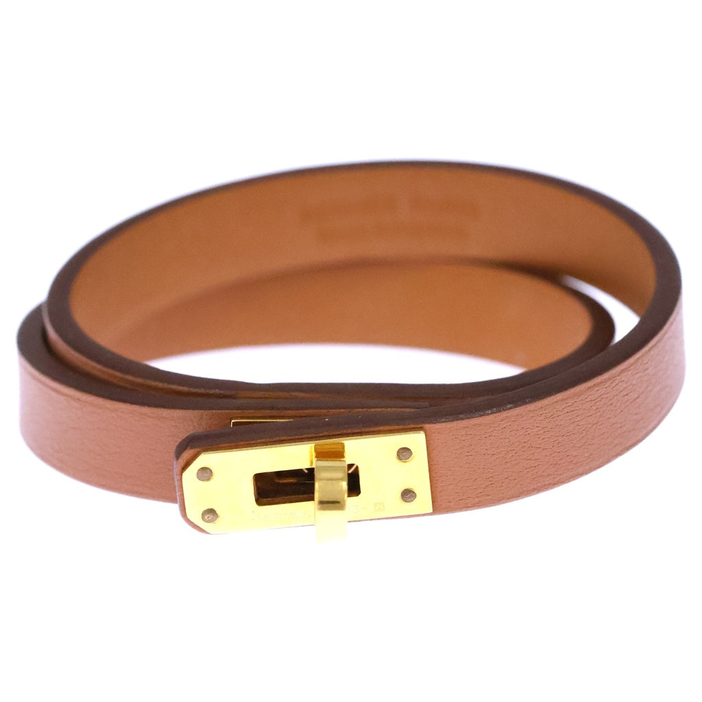 HERMES(エルメス) ミニケリー ドゥブルトゥール ブレスレット ブラウン Y刻印 ゴールド金具 レディース