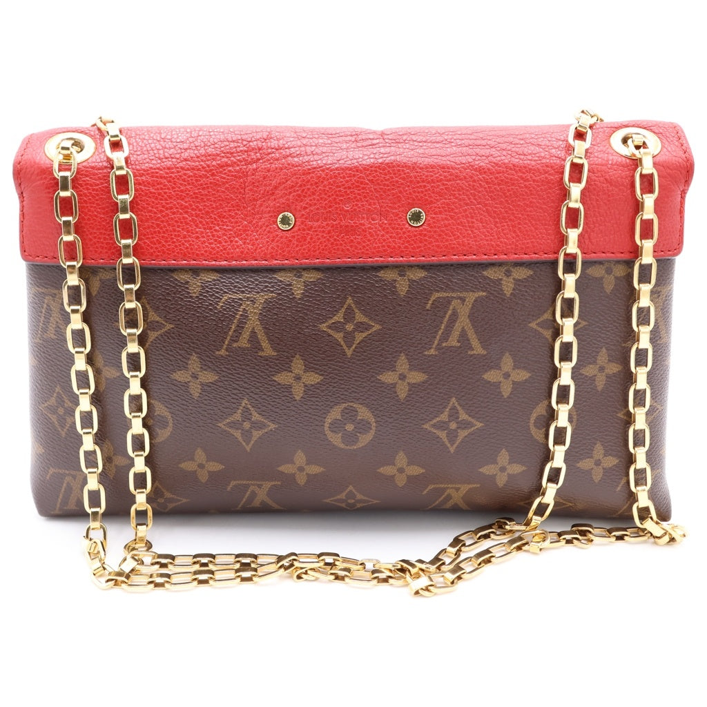 LOUIS VUITTON(ルイヴィトン) パラスチェーン モノグラム PVC レザー ゴールド金具 チェーンショルダーバッグ ブラウン/スリーズレッド M41201 レディース