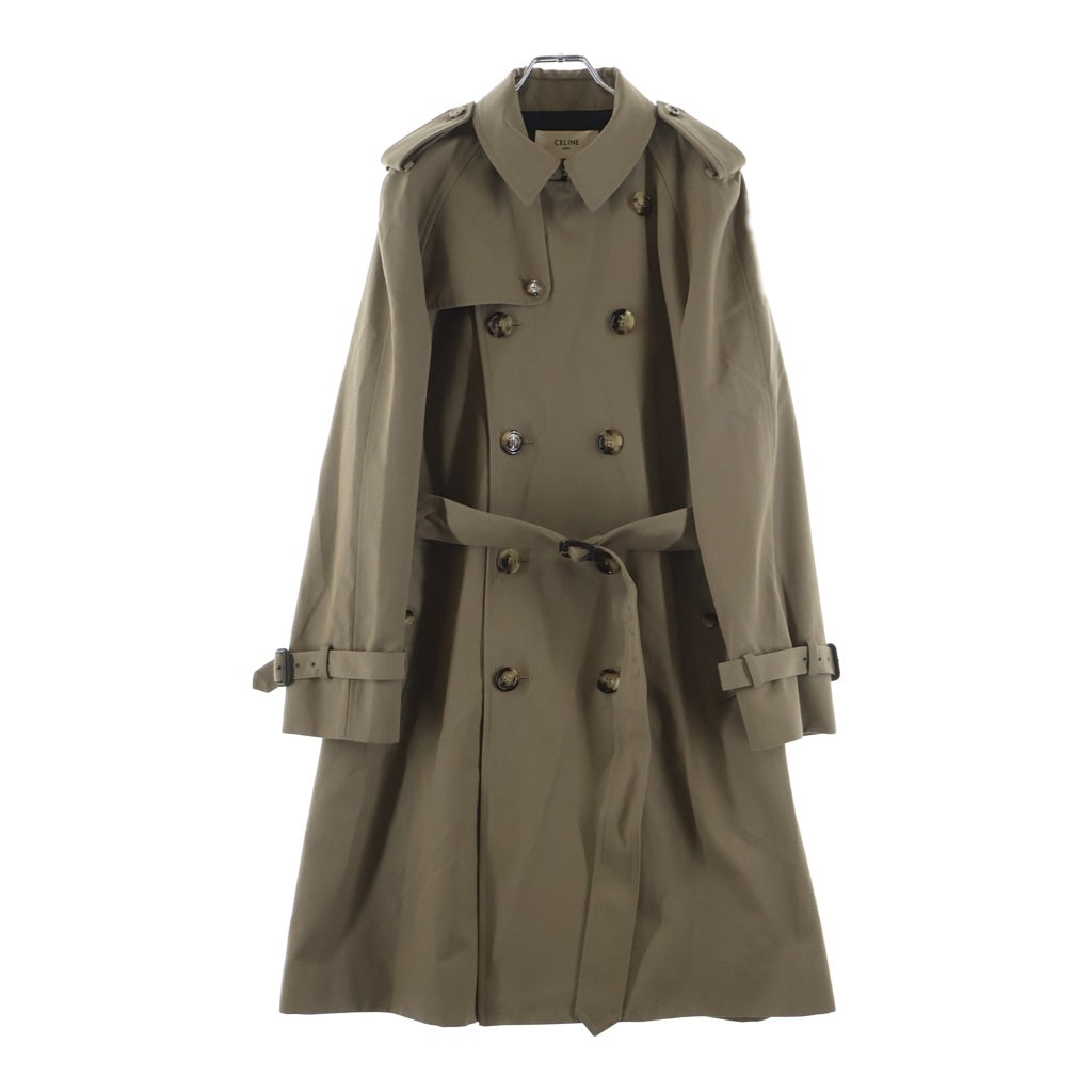 CELINE(セリーヌ) ウール コットン ベルト付き クラシック トレンチコート ダブルボタンフライ ロングコート #50 ベージュ 2M037984C