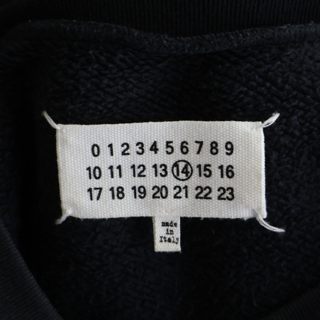 MM6 Maison Margiela(エムエムシックスメゾンマルジェラ) コットン エルボーパッチ クルーネック スウェットトレーナー #48 ブラック