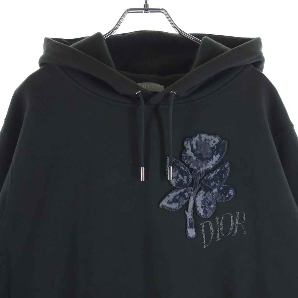 DIOR(ディオール) フロントロゴ刺繍 コットン フーデッド プルオーバー スウェット パーカー #S ブラック 013J605D0531