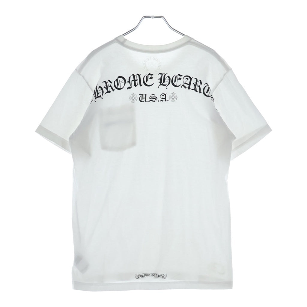 CHROME HEARTS(クロムハーツ) フロントポケット バックプリント ロゴ クルーネック 半袖 Tシャツ カットソー #M ホワイト 2212-304-0070