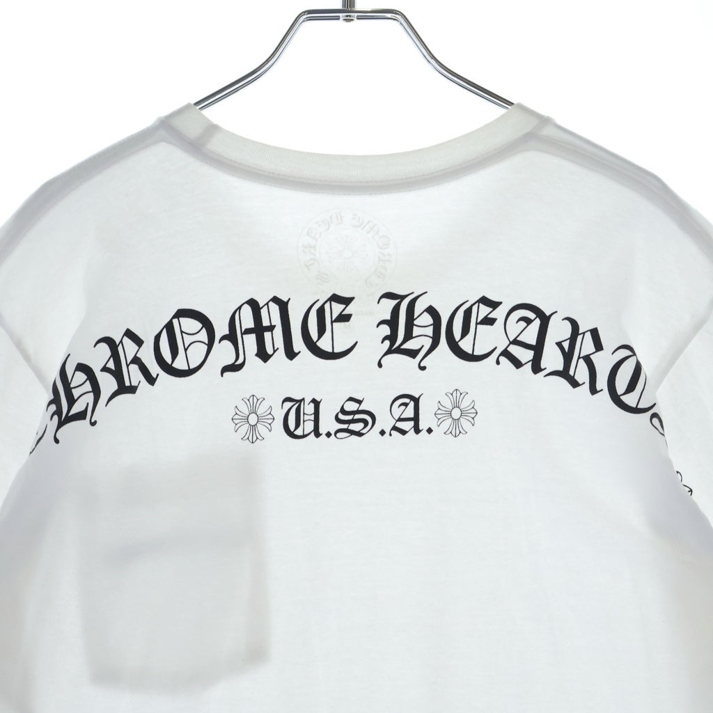 CHROME HEARTS(クロムハーツ) フロントポケット バックプリント ロゴ クルーネック 半袖 Tシャツ カットソー #M ホワイト 2212-304-0070