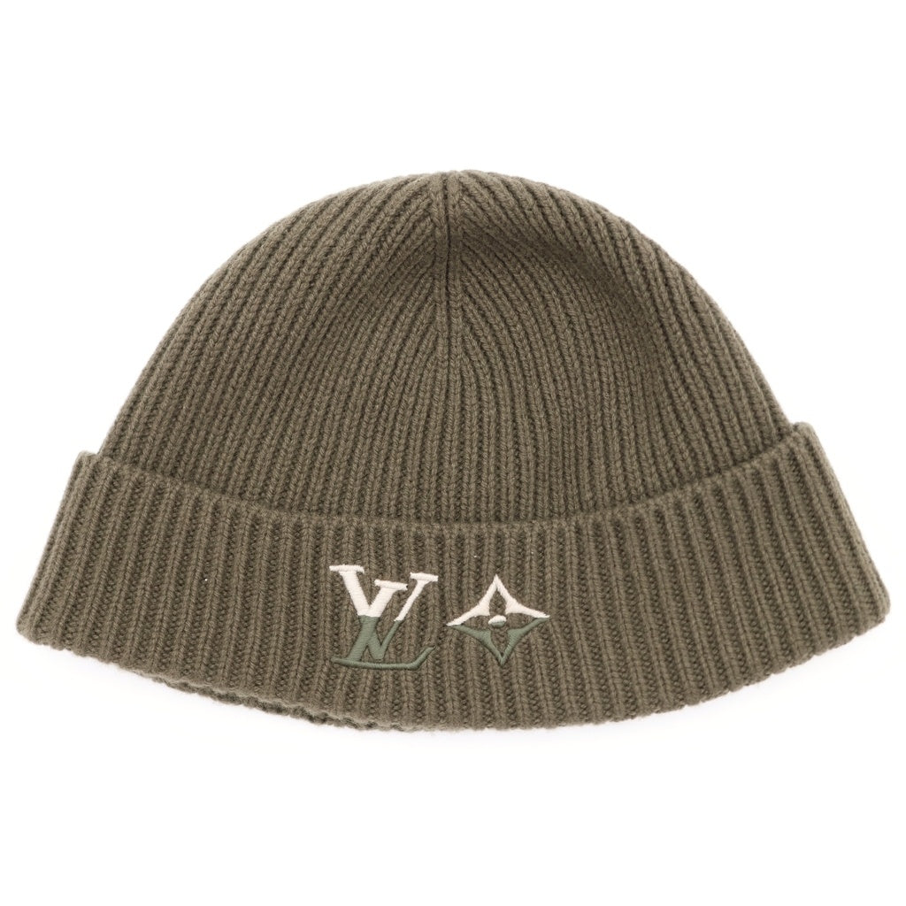 LOUIS VUITTON(ルイヴィトン) ビーニー LV デュアル ロゴ刺繍 カシミヤ ニットキャップ 帽子 カーキ M77235