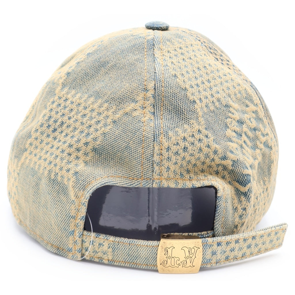 LOUIS VUITTON(ルイヴィトン) ダミエ 3D ウォッシュドデニム LVレザーパッチ ベースボールキャップ 帽子 インディゴ M7690L