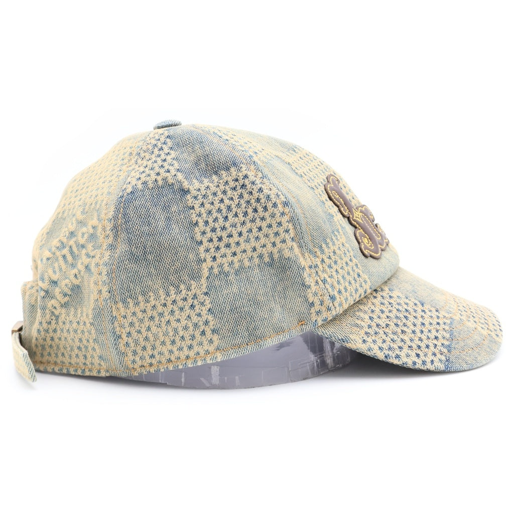 LOUIS VUITTON(ルイヴィトン) ダミエ 3D ウォッシュドデニム LVレザーパッチ ベースボールキャップ 帽子 インディゴ M7690L