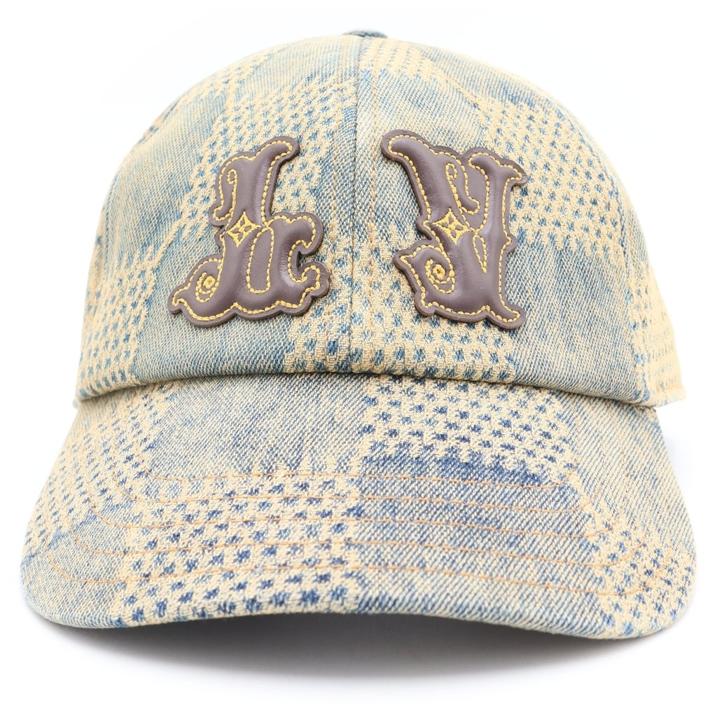 LOUIS VUITTON(ルイヴィトン) ダミエ 3D ウォッシュドデニム LVレザーパッチ ベースボールキャップ 帽子 インディゴ M7690L