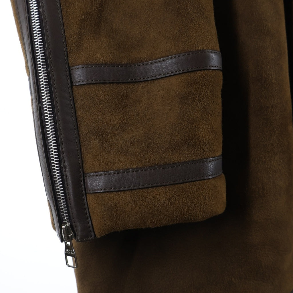 LOUIS VUITTON(ルイヴィトン) ラムレザー シアリング ムートン フーデッド ジップアップ ジャケット ブラウン HFL08EHJZ 750N