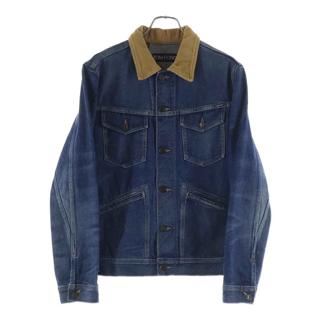 TOM FORD(トムフォード) 襟コーデュロイ デニム トラッカージャケット インディゴ BLJ11 TFD112
