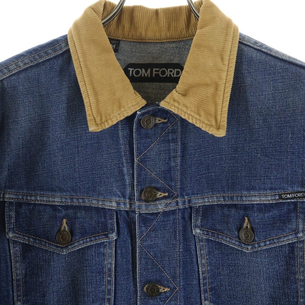 TOM FORD(トムフォード) 襟コーデュロイ デニム トラッカージャケット インディゴ BLJ11 TFD112