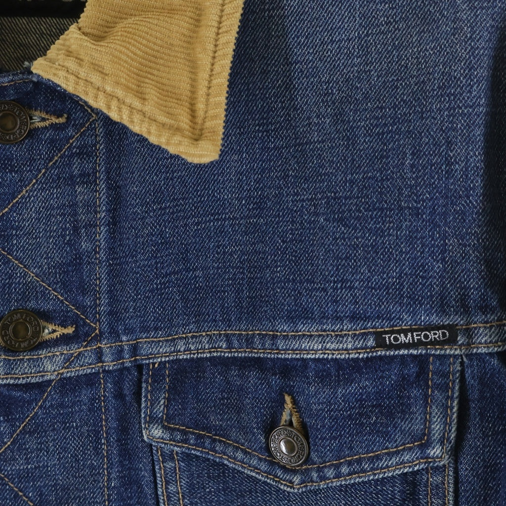 TOM FORD(トムフォード) 襟コーデュロイ デニム トラッカージャケット インディゴ BLJ11 TFD112