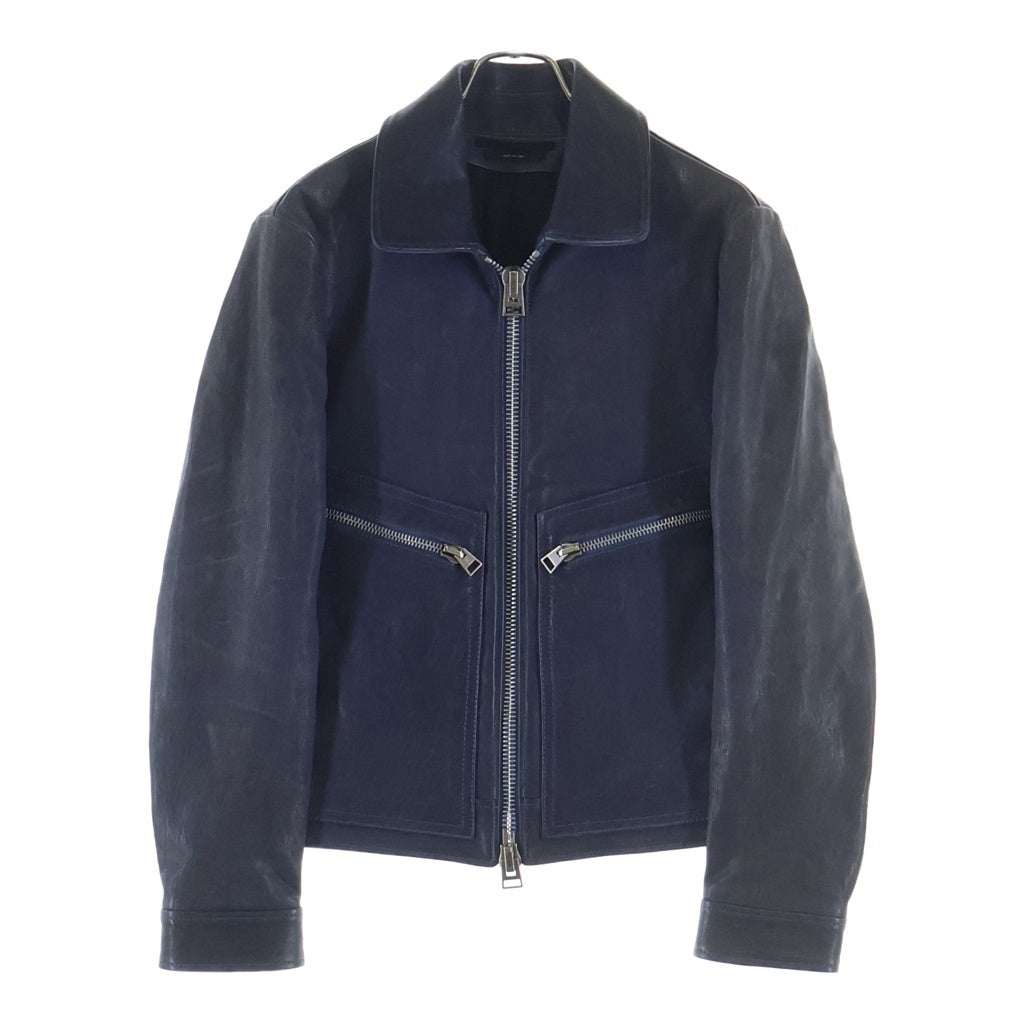 TOM FORD(トムフォード) ラムレザー ジップアップ レザー ジャケット ネイビー BG426 TFL467