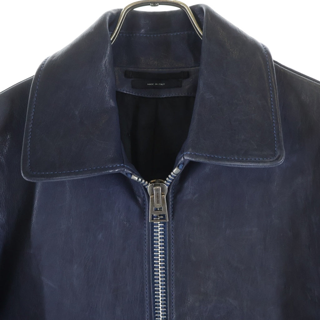 TOM FORD(トムフォード) ラムレザー ジップアップ レザー ジャケット ネイビー BG426 TFL467