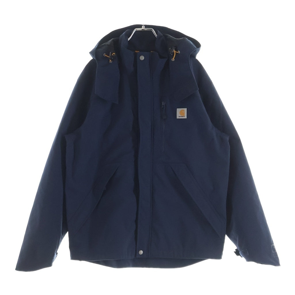 CARHARTT(カーハート) ラバーワッペンロゴ ナイロン フーデッド ジップアップ ジャケット ネイビー