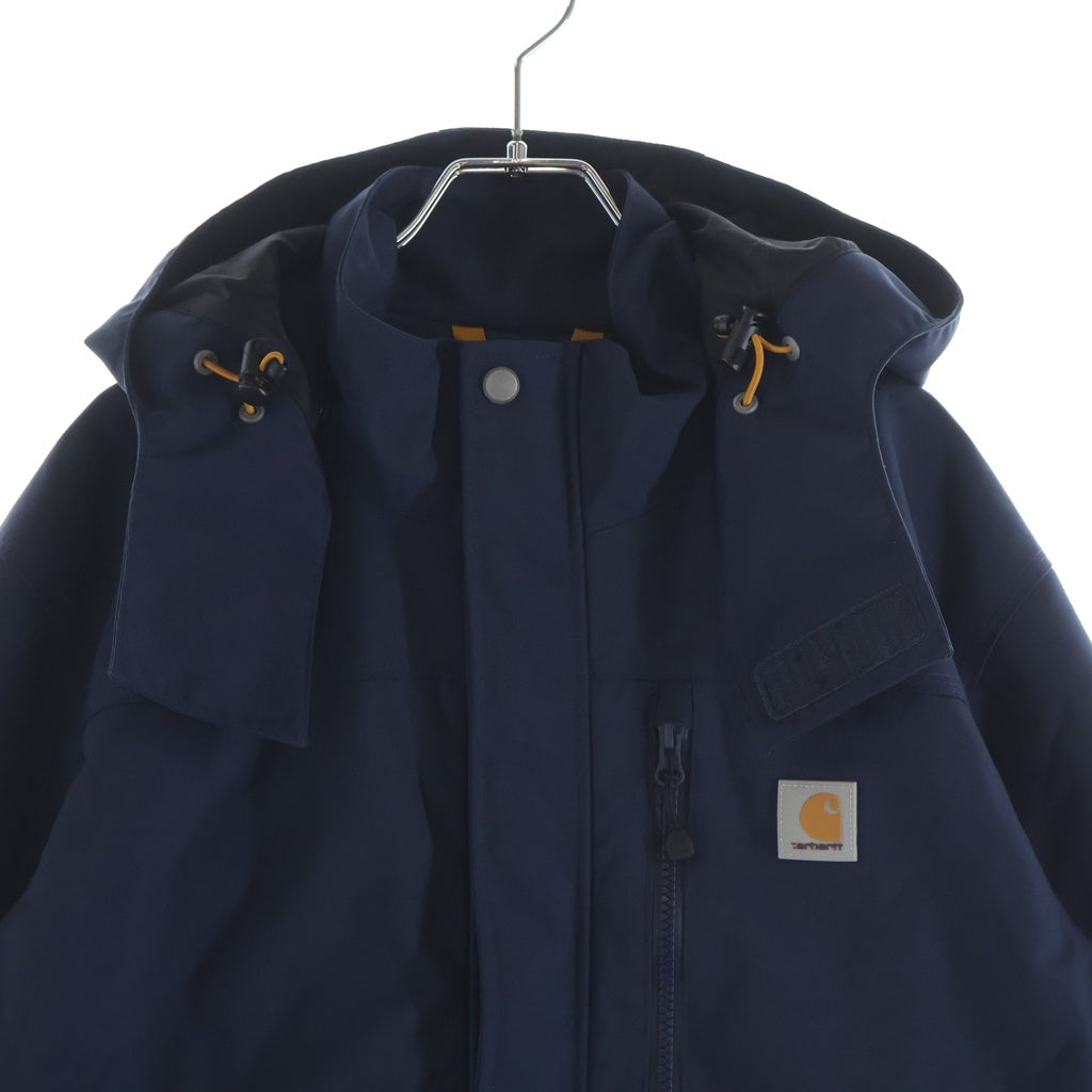 CARHARTT(カーハート) ラバーワッペンロゴ ナイロン フーデッド ジップアップ ジャケット ネイビー