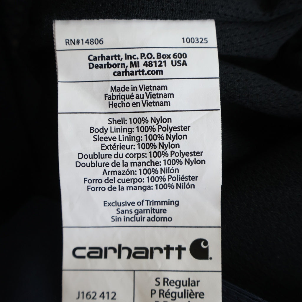 CARHARTT(カーハート) ラバーワッペンロゴ ナイロン フーデッド ジップアップ ジャケット ネイビー