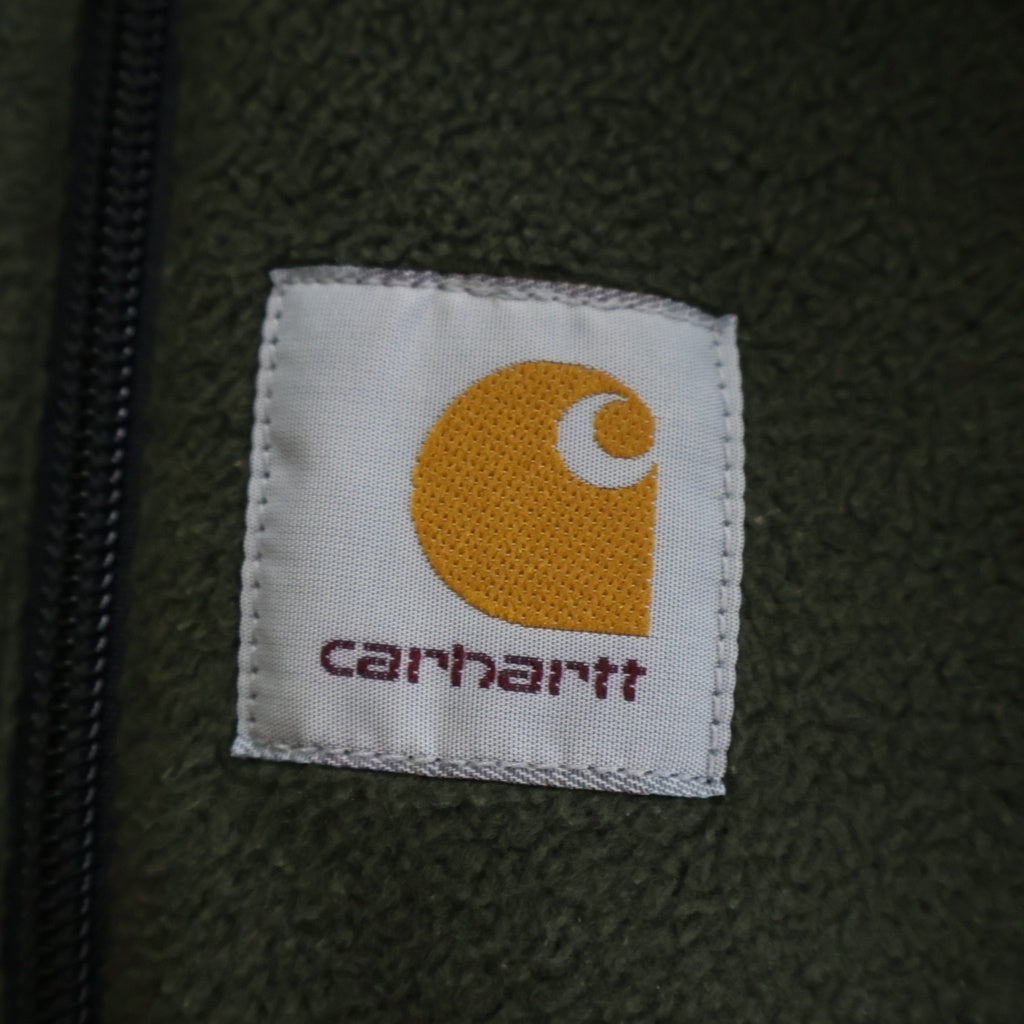 CARHARTT(カーハート) リバーシブル ワッペンロゴ フリース ナイロン ジップアップ ジャケット カーキ/ブラック