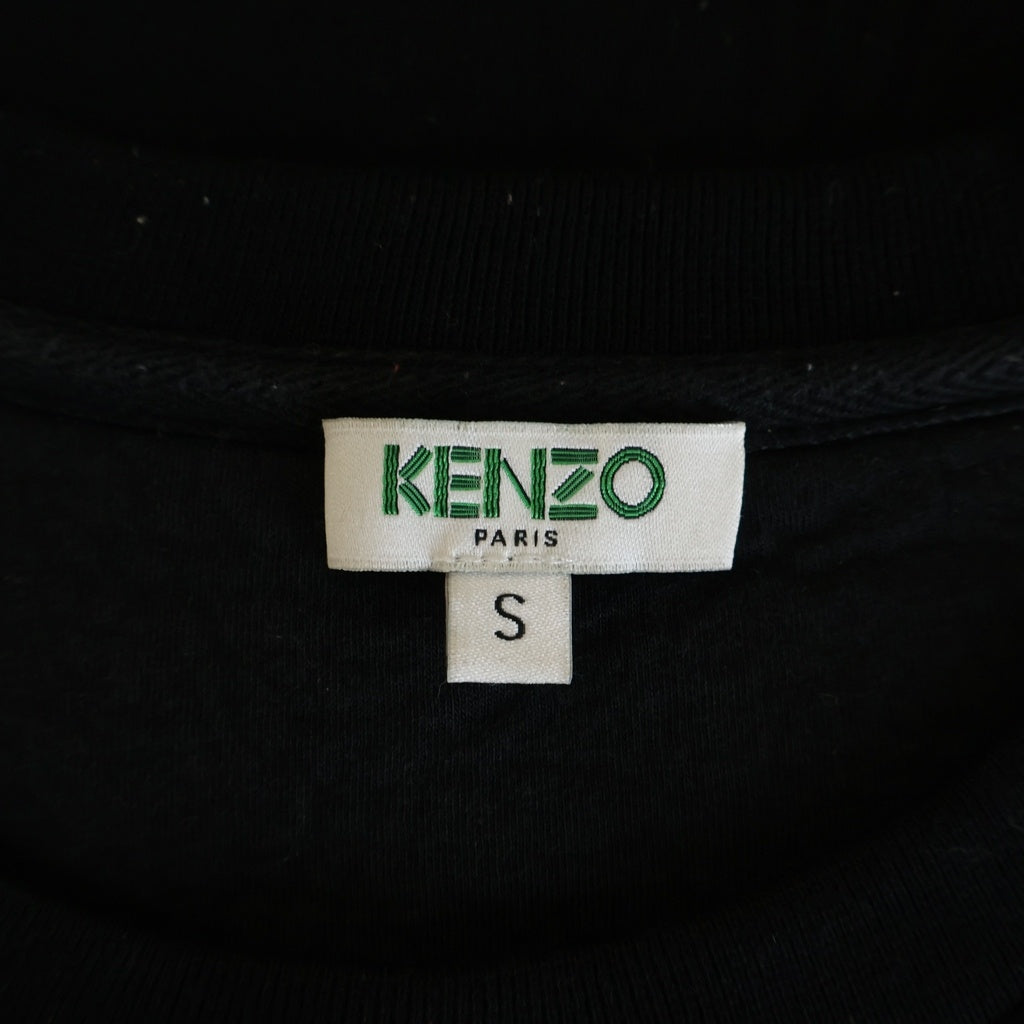 KENZO(ケンゾー) タイガー エンボスロゴ クルーネック プルオーバー スウェットトレーナー 半袖Tシャツ ブラック
