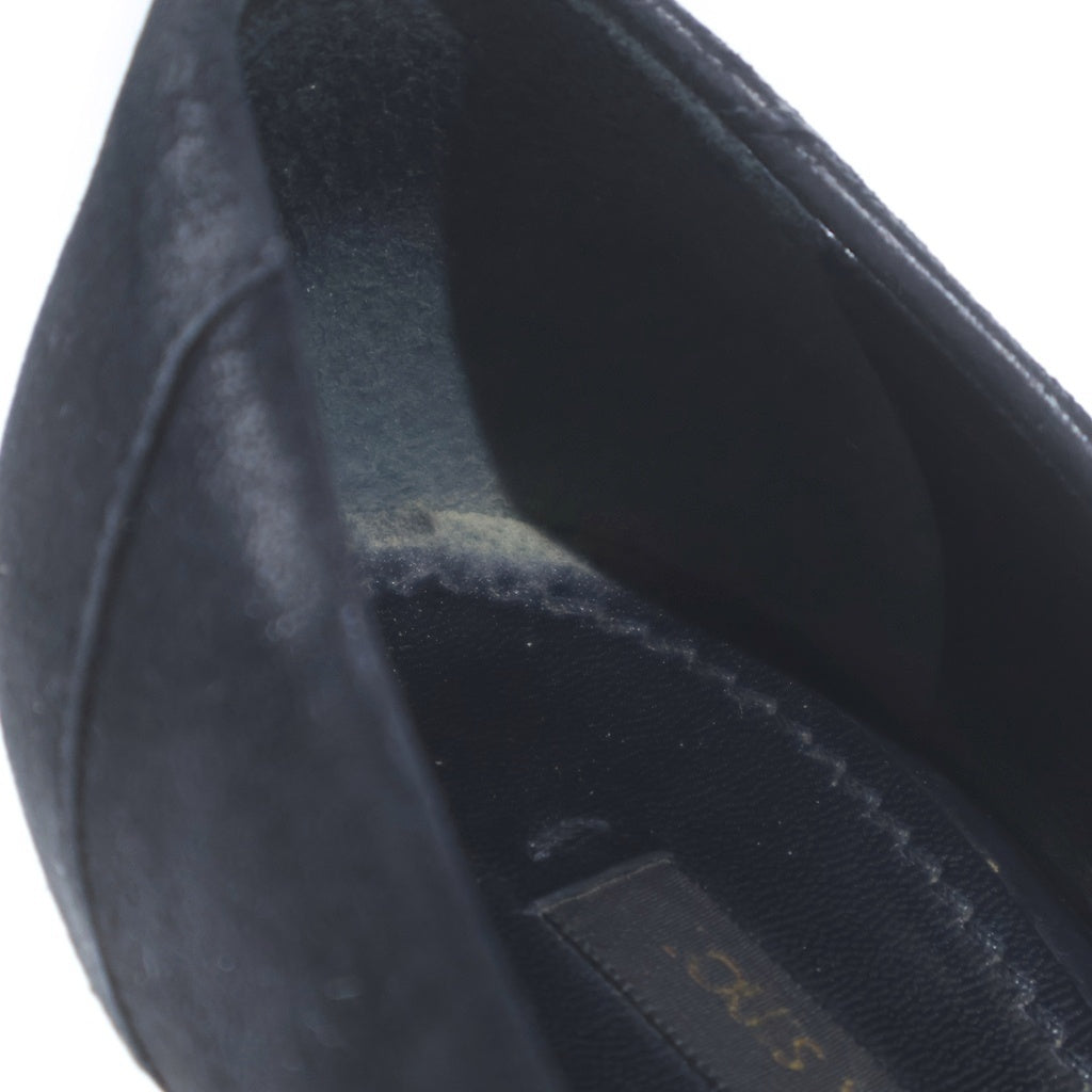 LOUIS VUITTON(ルイヴィトン) スエード オープントゥ ピンヒール ミュール サンダル パンプス #37 ブラック レディース