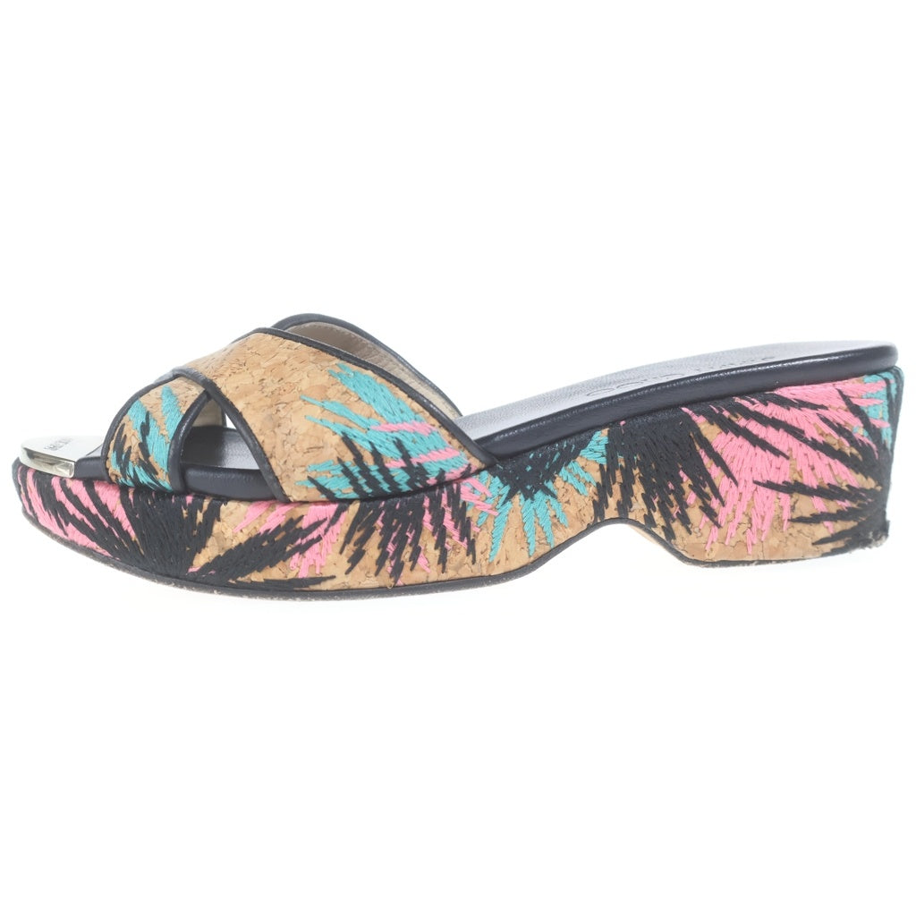 JIMMY CHOO(ジミーチュウ) PANNA パンナ コルク素材 ウェッジソール クロスストラップ サンダル #37 マルチカラー レディース
