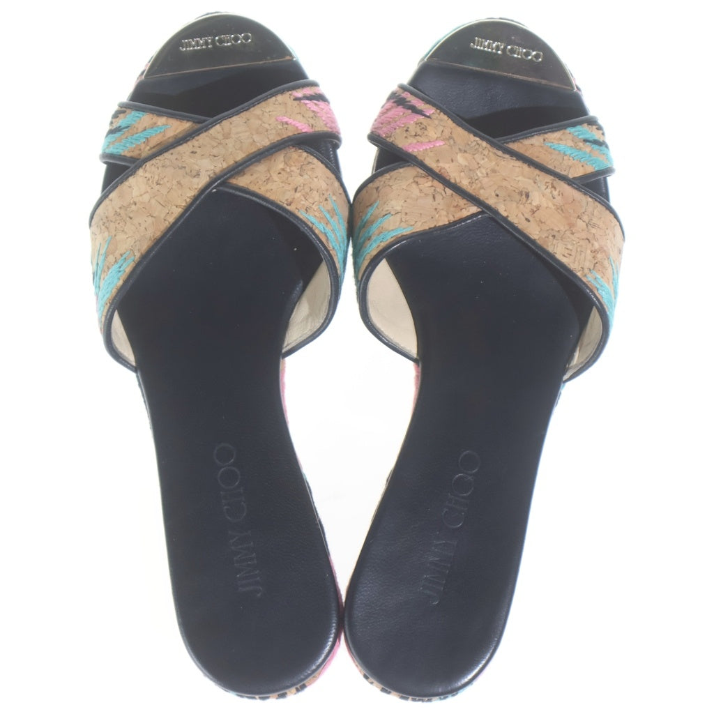 JIMMY CHOO(ジミーチュウ) PANNA パンナ コルク素材 ウェッジソール クロスストラップ サンダル #37 マルチカラー レディース