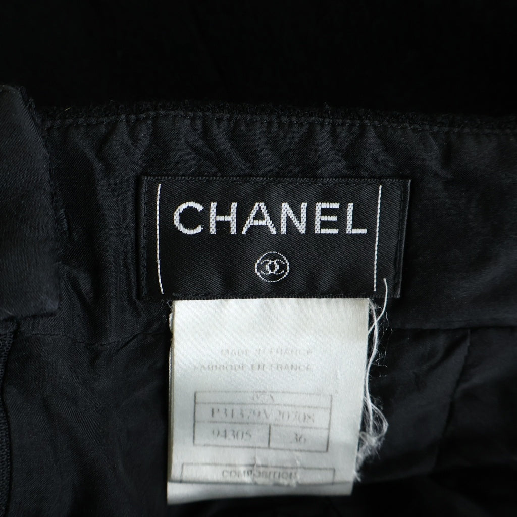 CHANEL(シャネル) 07A ココマークボタン ウール ミディアム スカート ブラック レディース P31379V20708