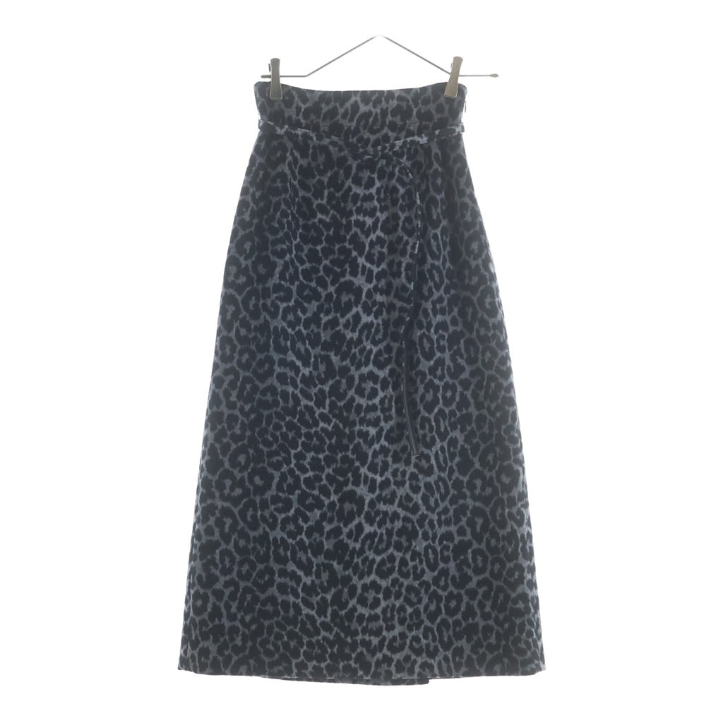 DIOR(ディオール) レオパード総柄 カシミヤ混 ウール タイト ロングスカート グレー/ブラック レディース 151J47A1133