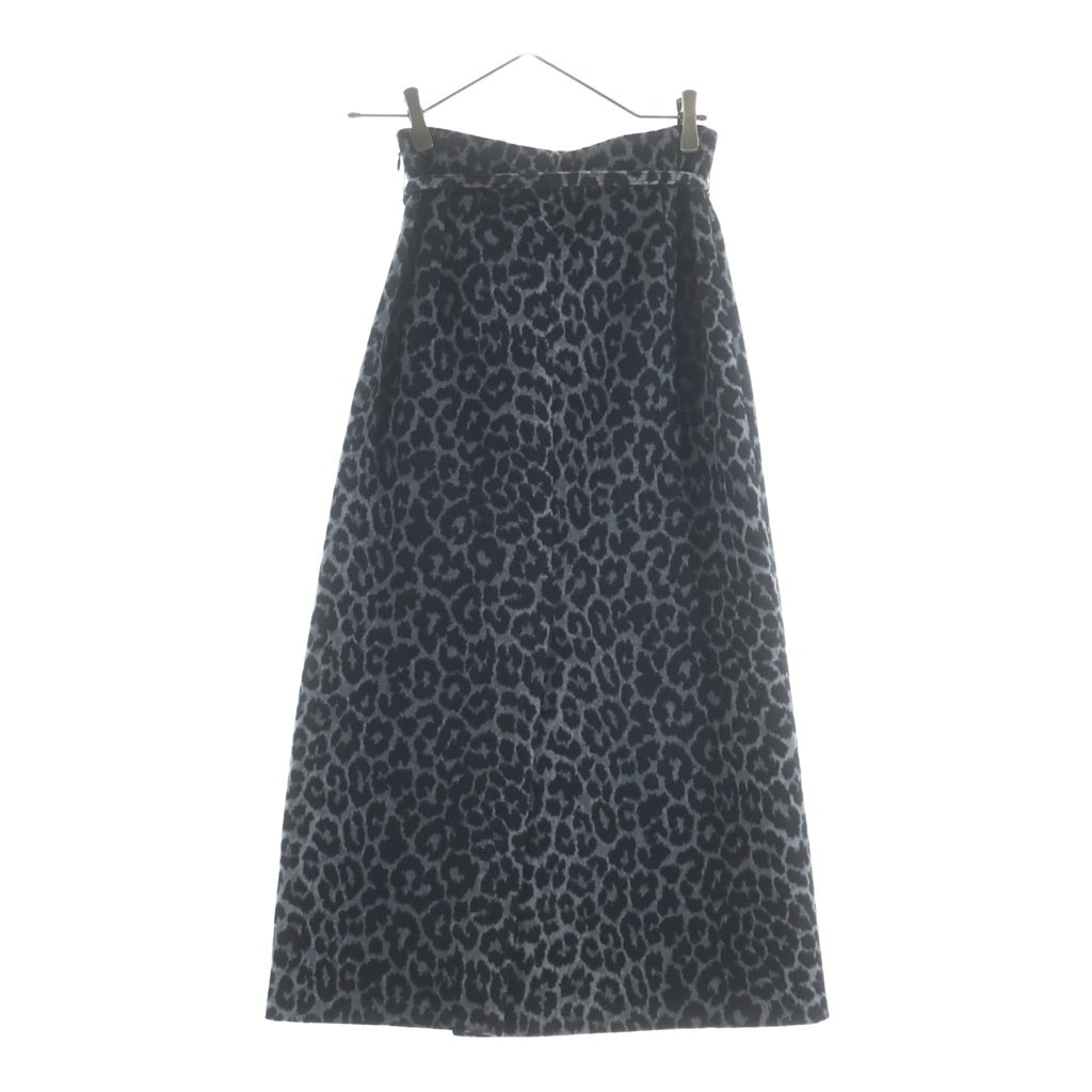 DIOR(ディオール) レオパード総柄 カシミヤ混 ウール タイト ロングスカート グレー/ブラック レディース 151J47A1133