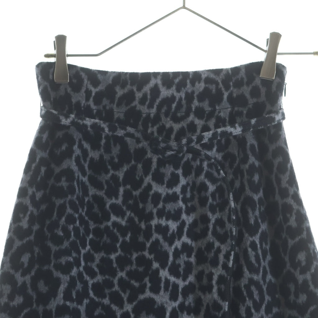 DIOR(ディオール) レオパード総柄 カシミヤ混 ウール タイト ロングスカート グレー/ブラック レディース 151J47A1133