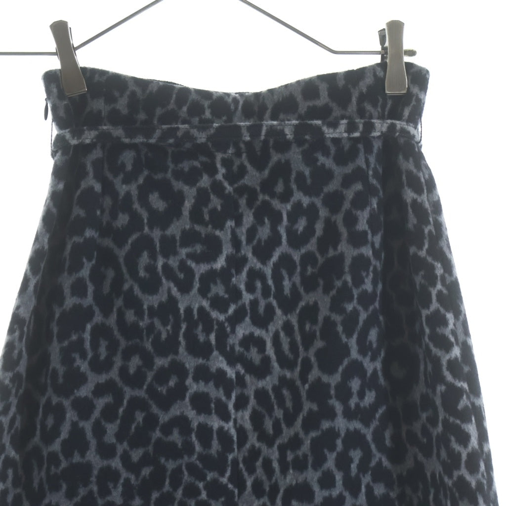 DIOR(ディオール) レオパード総柄 カシミヤ混 ウール タイト ロングスカート グレー/ブラック レディース 151J47A1133