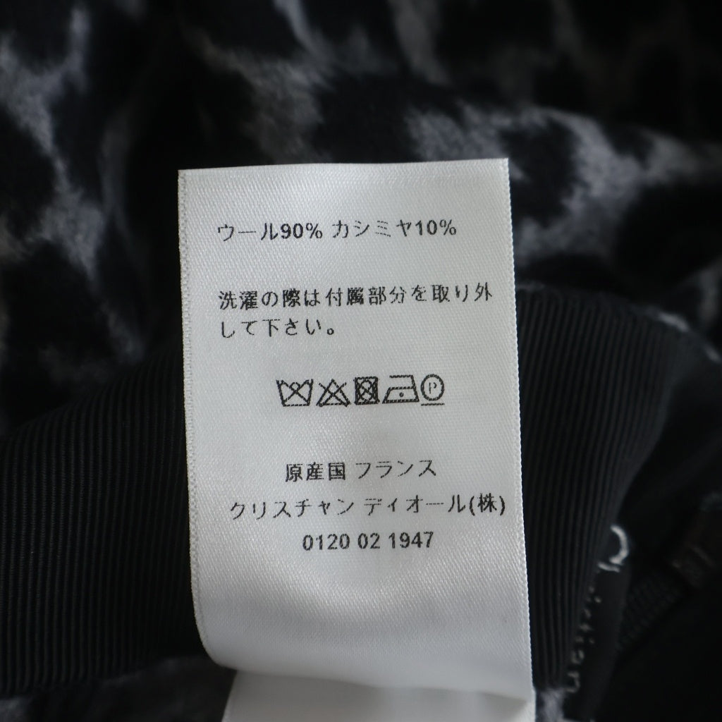 DIOR(ディオール) レオパード総柄 カシミヤ混 ウール タイト ロングスカート グレー/ブラック レディース 151J47A1133